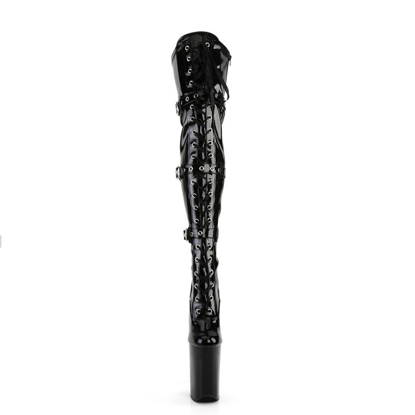 9" Heel, 5 1/4" PF Lace-Up Front Thigh High Boot, Side Zip Pleaser Pleaser INFINITY/3028
