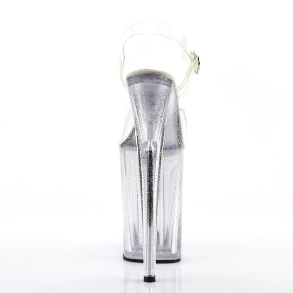 9" Heel, 5 1/4" PF Ankle Strap Sandal w/Mini Glitter Pleaser Pleaser INFINITY/908MG