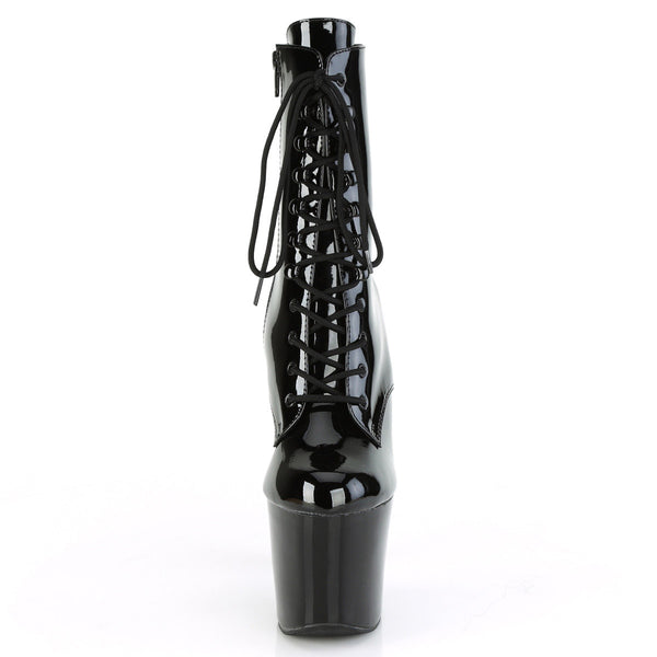7" Brass Knuckle Heel, 3" PF Lace-Up Boot, Side Zip Pleaser Pleaser IRONGRIP/1020