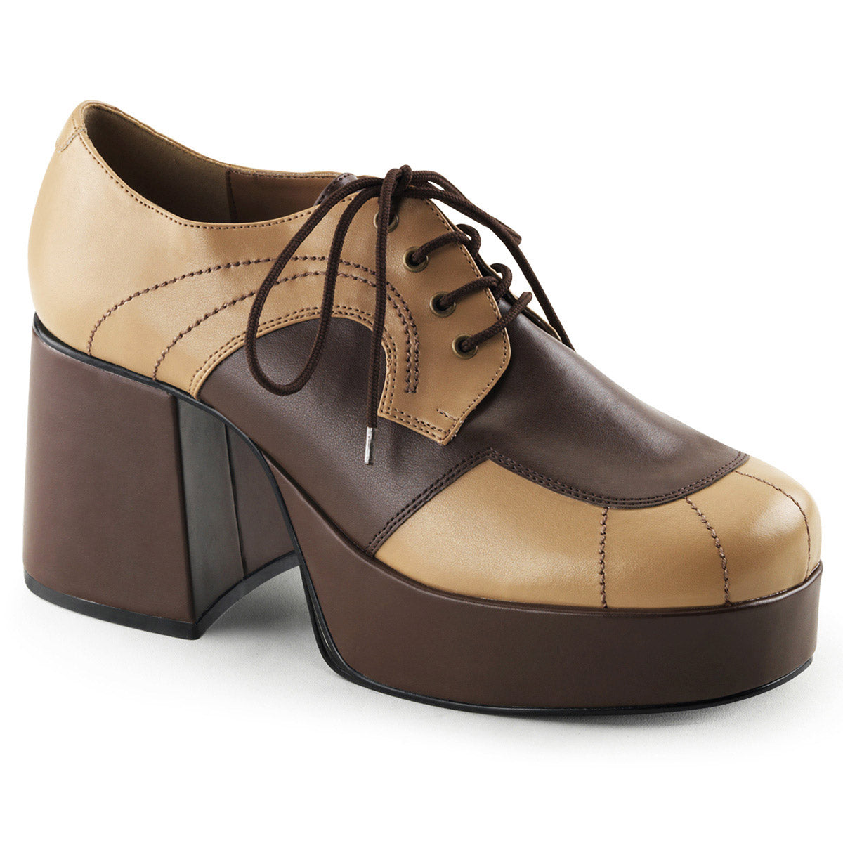 Groovy 70S Disco Dance Lace Up Platform Blucher Block Heels Shoes Pleaser Funtasma JAZZ/06 Main image