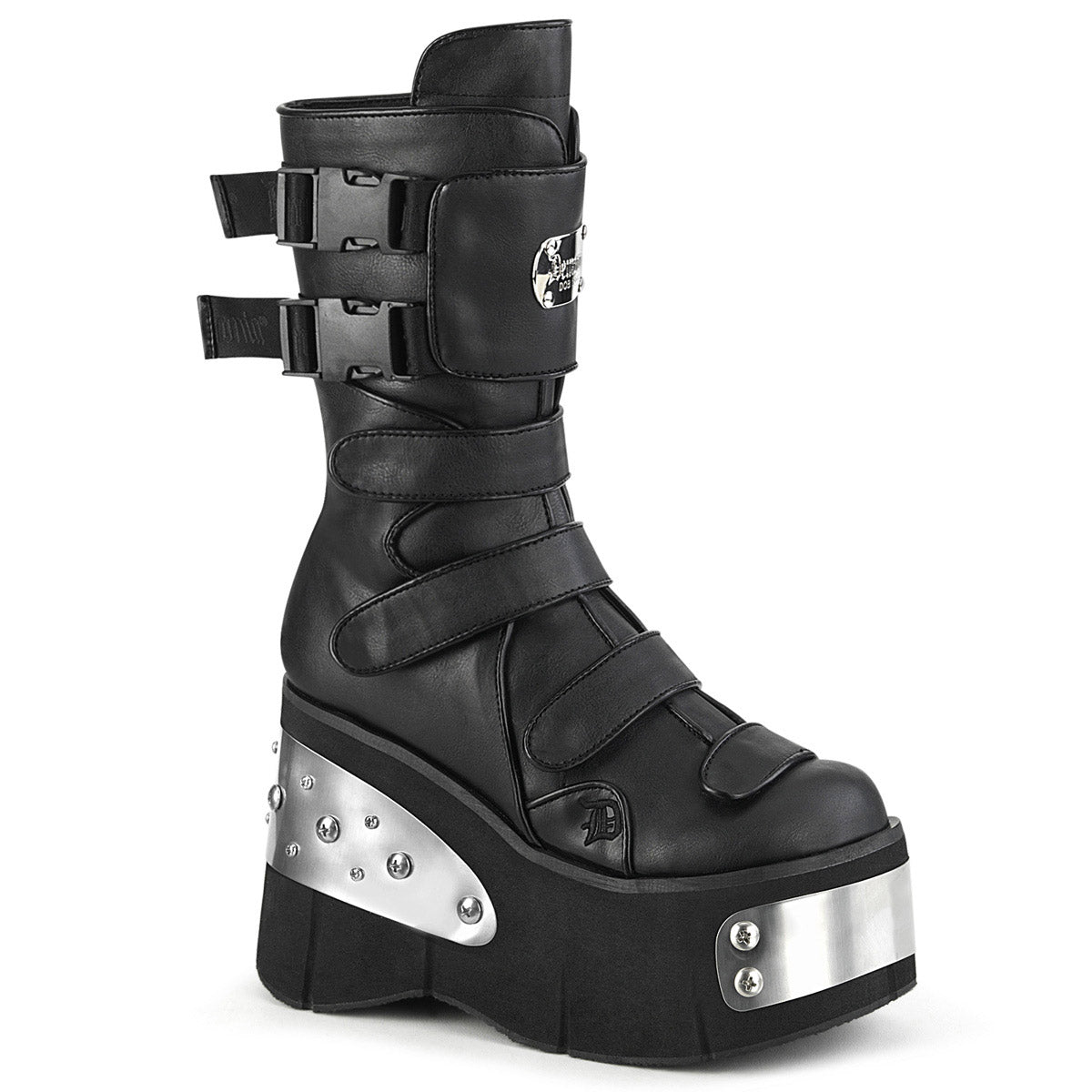 4" Platform Strappy Mid-Calf Boot, Inside Zip Pleaser Demonia KERA/108 Main image