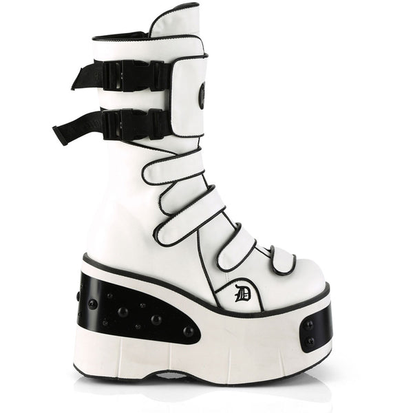 4" Platform Strappy Mid-Calf Boot, Inside Zip Pleaser Demonia KERA/108