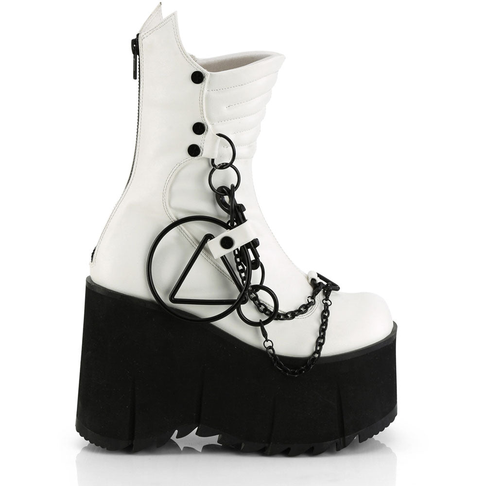 4" Platform Calf High Boot, Metal Back Zip Pleaser Demonia KERA/130