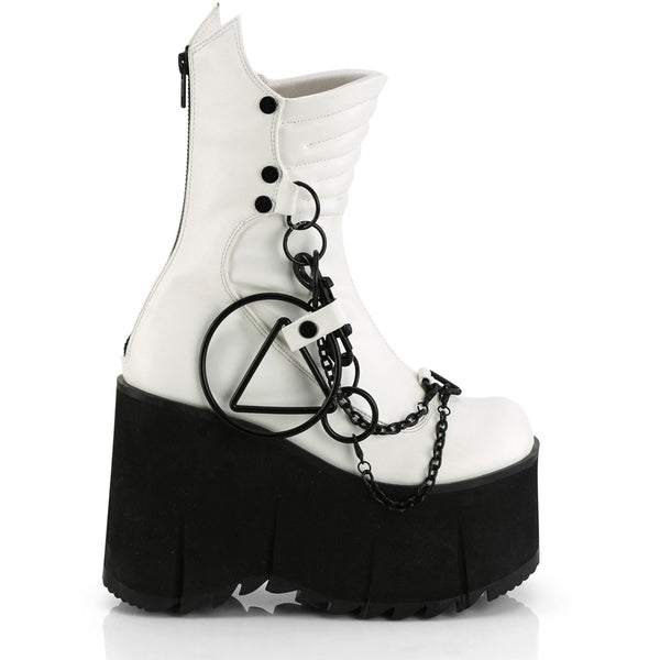4" Platform Calf High Boot, Metal Back Zip Pleaser Demonia KERA/130