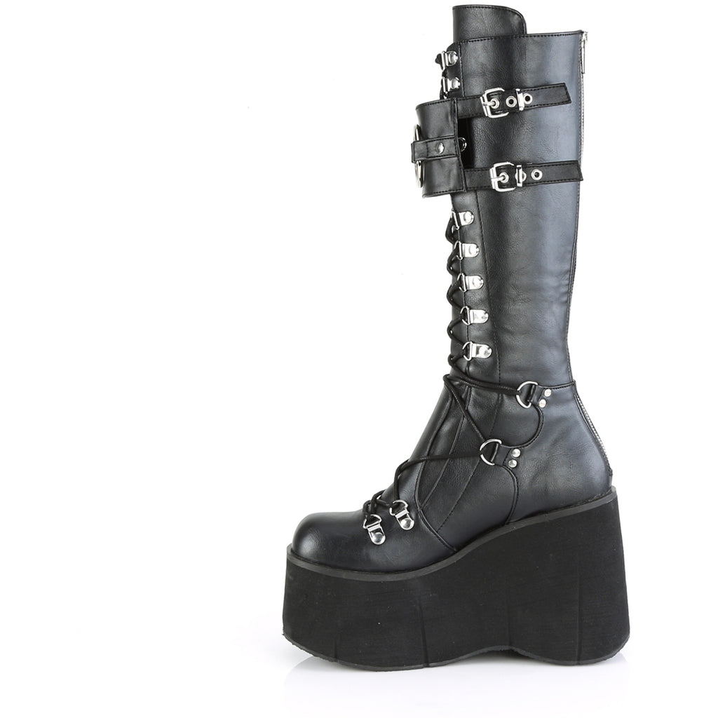 4 1/2"Pf Lace-Up Knee High Boots W/ Shield, Back Zip Pleaser Demonia KERA200/BVL