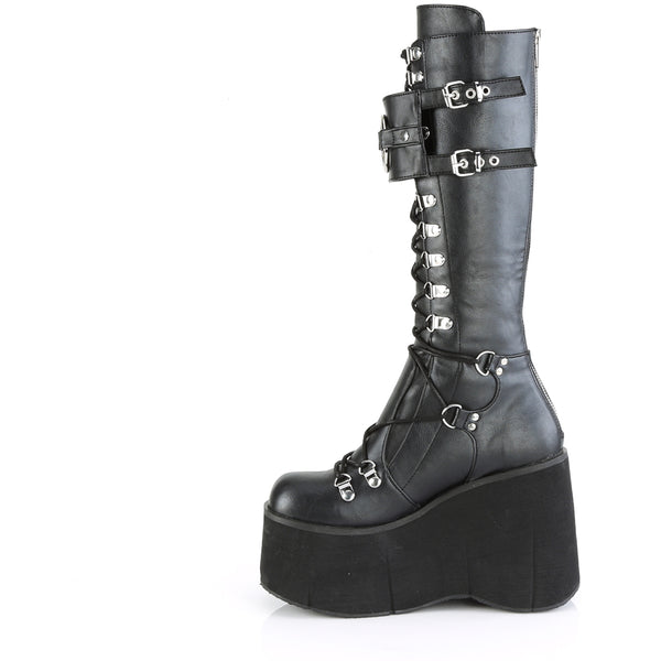4 1/2"Pf Lace-Up Knee High Boots W/ Shield, Back Zip Pleaser Demonia KERA200/BVL