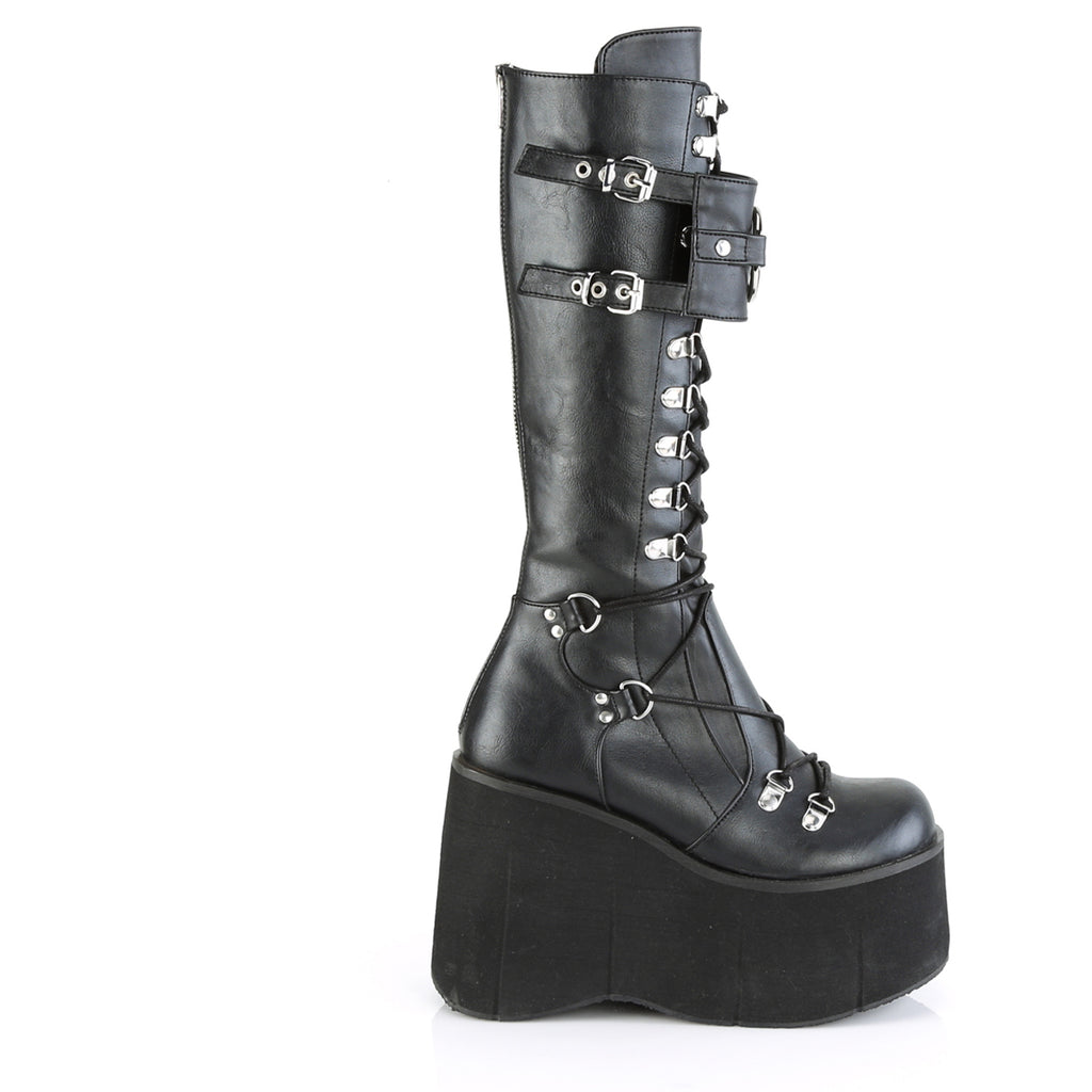 4 1/2"Pf Lace-Up Knee High Boots W/ Shield, Back Zip Pleaser Demonia KERA200/BVL