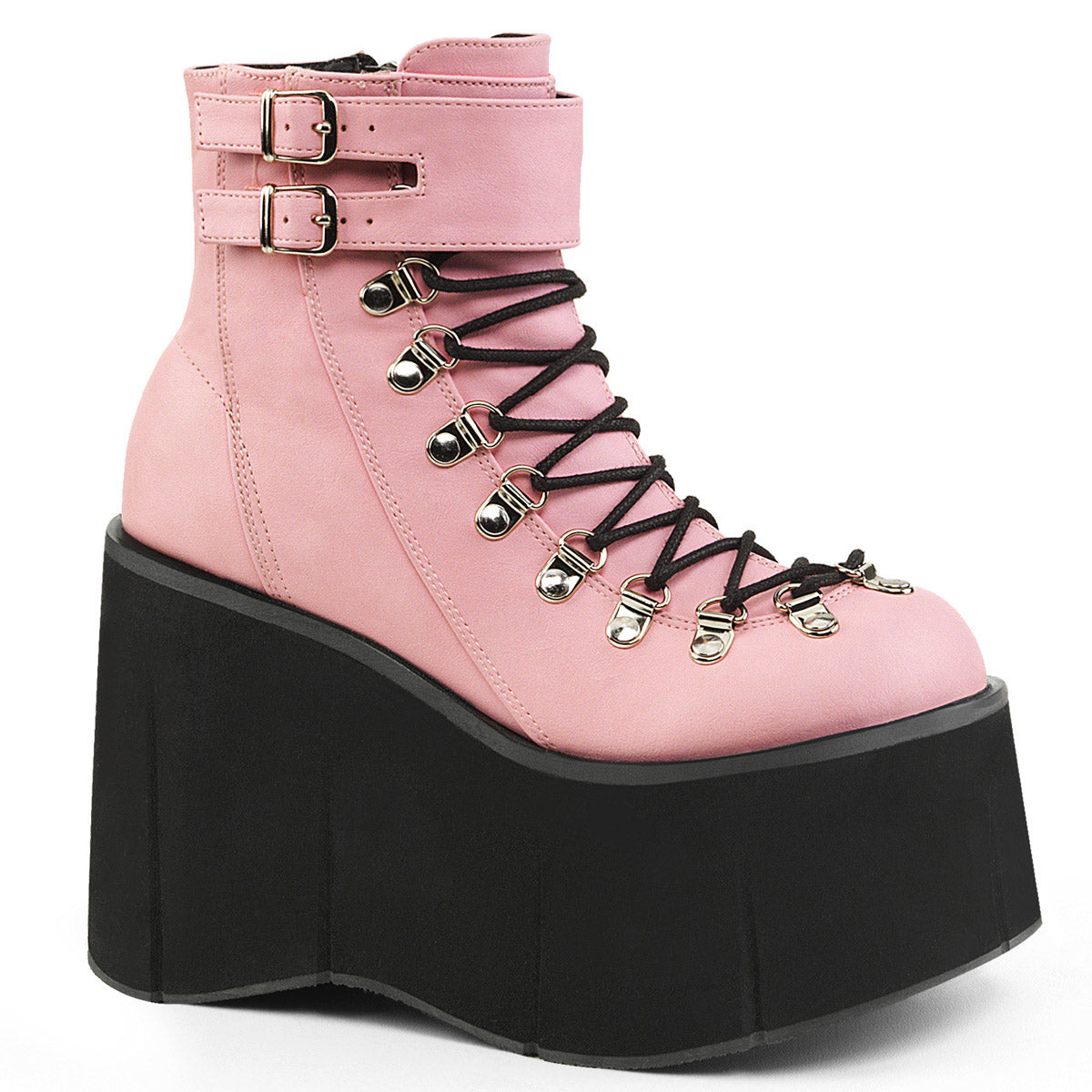 4" PF Faux Lace-Up Ankle Boot, Side Zip Pleaser Demonia KERA/21 Main image