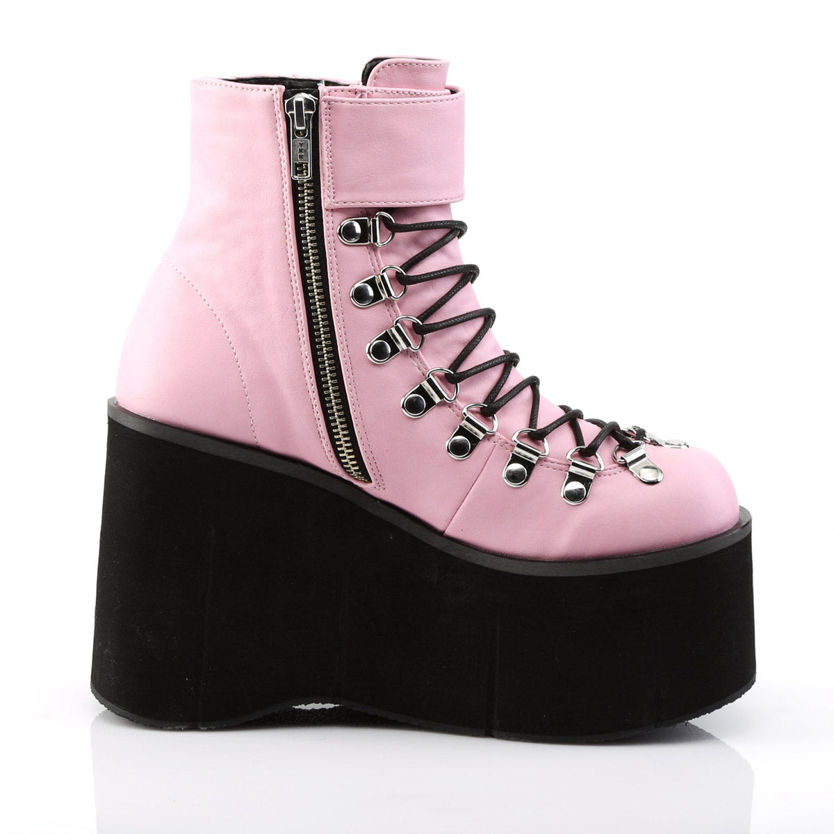 4" PF Faux Lace-Up Ankle Boot, Side Zip Pleaser Demonia KERA/21