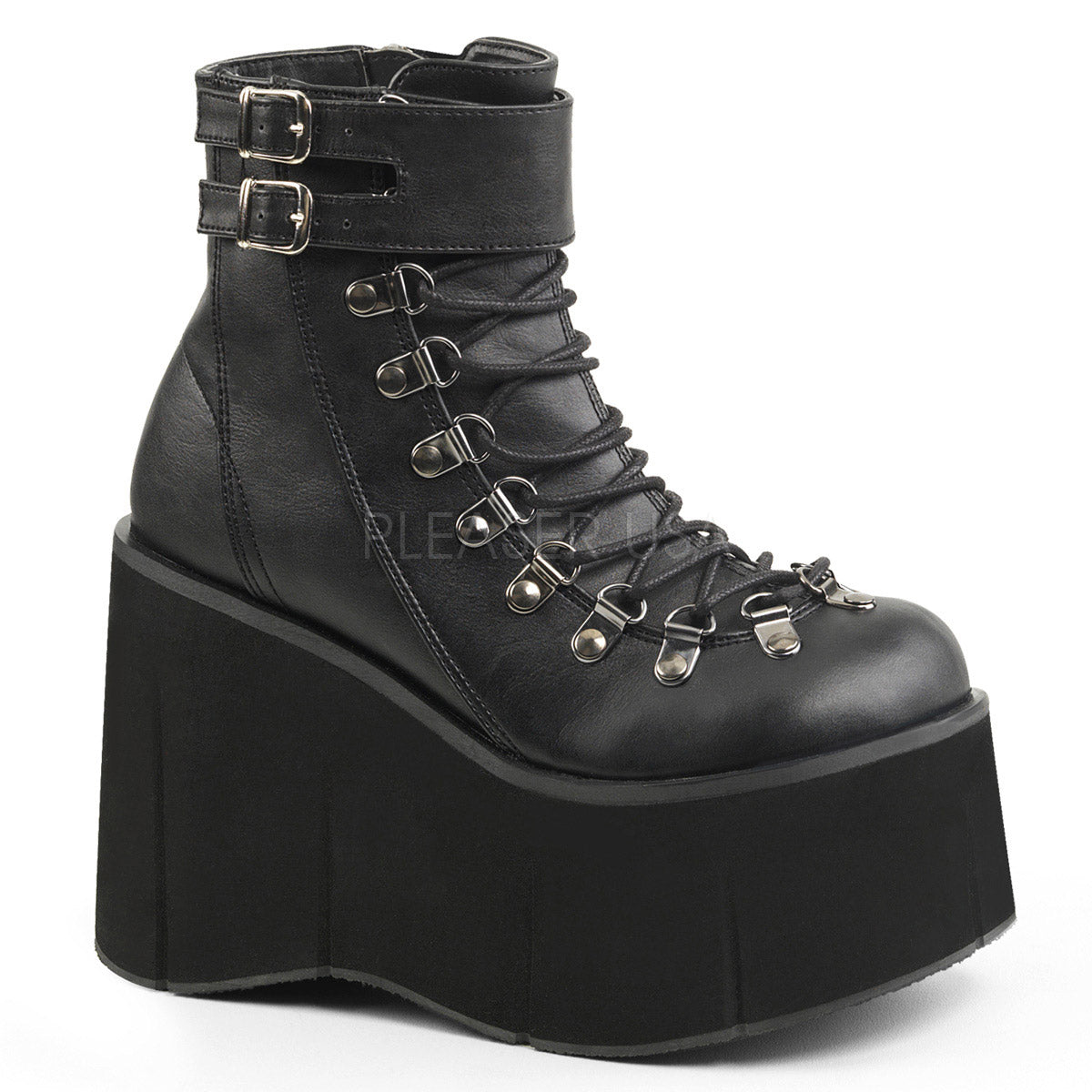 4 1/2" Pf Faux Lace-Up Ankle Boot, Side Zip Pleaser Demonia KERA21/BVL Main image