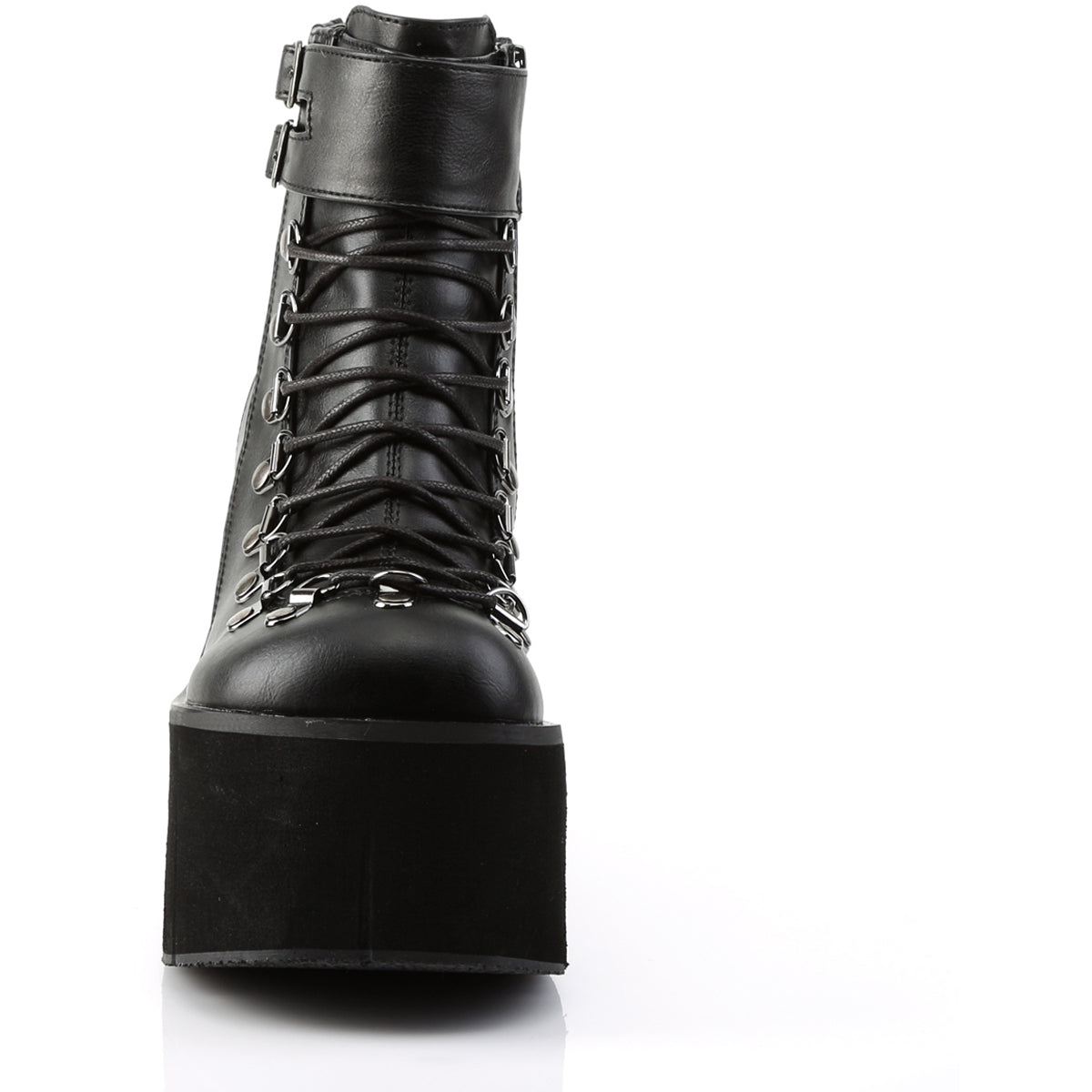 Demonia 4 1/2" P/F Faux Lace-Up Ankle Boot, Side Zip Blk Vegan Leather KERA21/BVL Secondary image