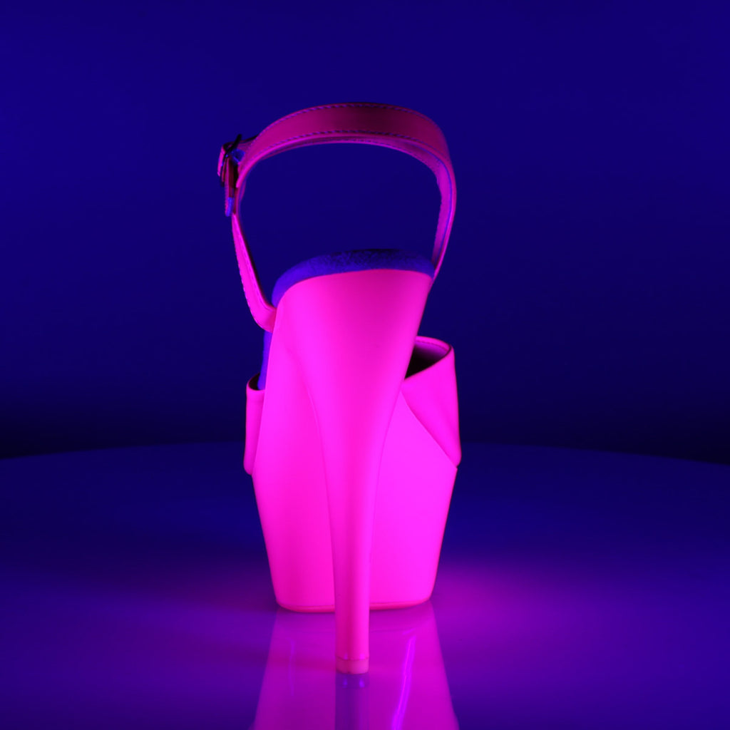 6" Heel, 1 3/4" Pf Ankle Strap Sandal, Neon Uv Reactive Pleaser  KISS/209UV