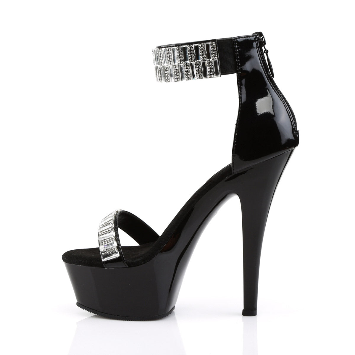 6" Heel, 1 3/4" Pf Ankle Cuff Sandal W/rs, Back Zip Pleaser Pleaser KISS/269RS