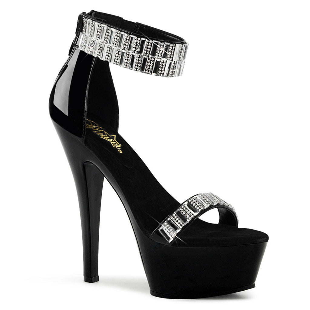 6" Heel, 1 3/4" Pf Ankle Cuff Sandal W/rs, Back Zip Pleaser Pleaser KISS/269RS