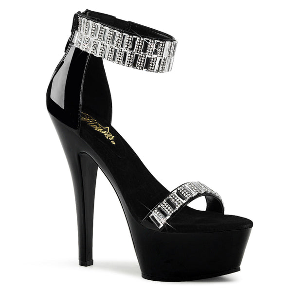 6" Heel, 1 3/4" Pf Ankle Cuff Sandal W/rs, Back Zip Pleaser Pleaser KISS/269RS