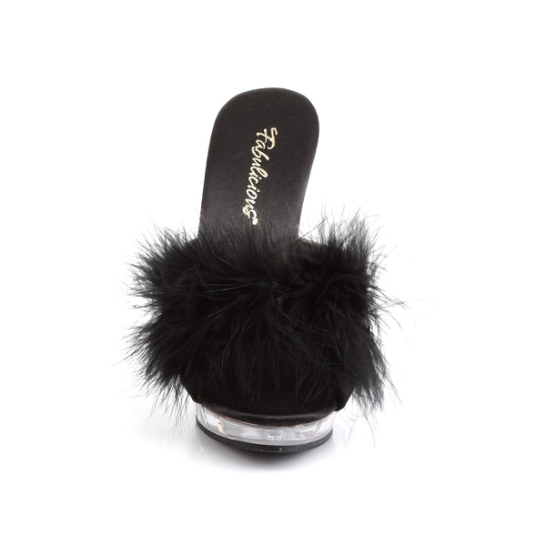 Cute Marabou Fur Upper Platform Stiletto Slide Mule High Heels Shoes Pleaser Fabulicious LIP/101/8