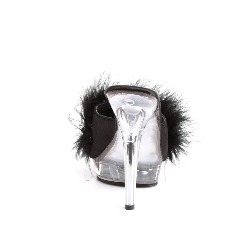 Cute Marabou Fur Upper Platform Stiletto Slide Mule High Heels Shoes Pleaser Fabulicious LIP/101/8