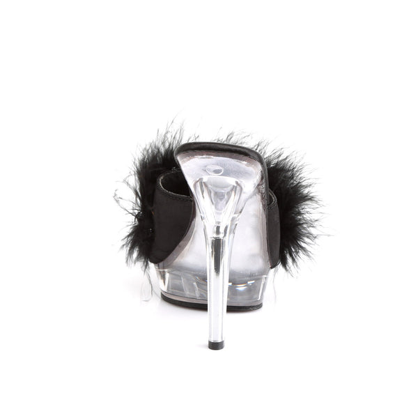 Cute Marabou Fur Upper Platform Stiletto Slide Mule High Heels Shoes Pleaser Fabulicious LIP/101/8