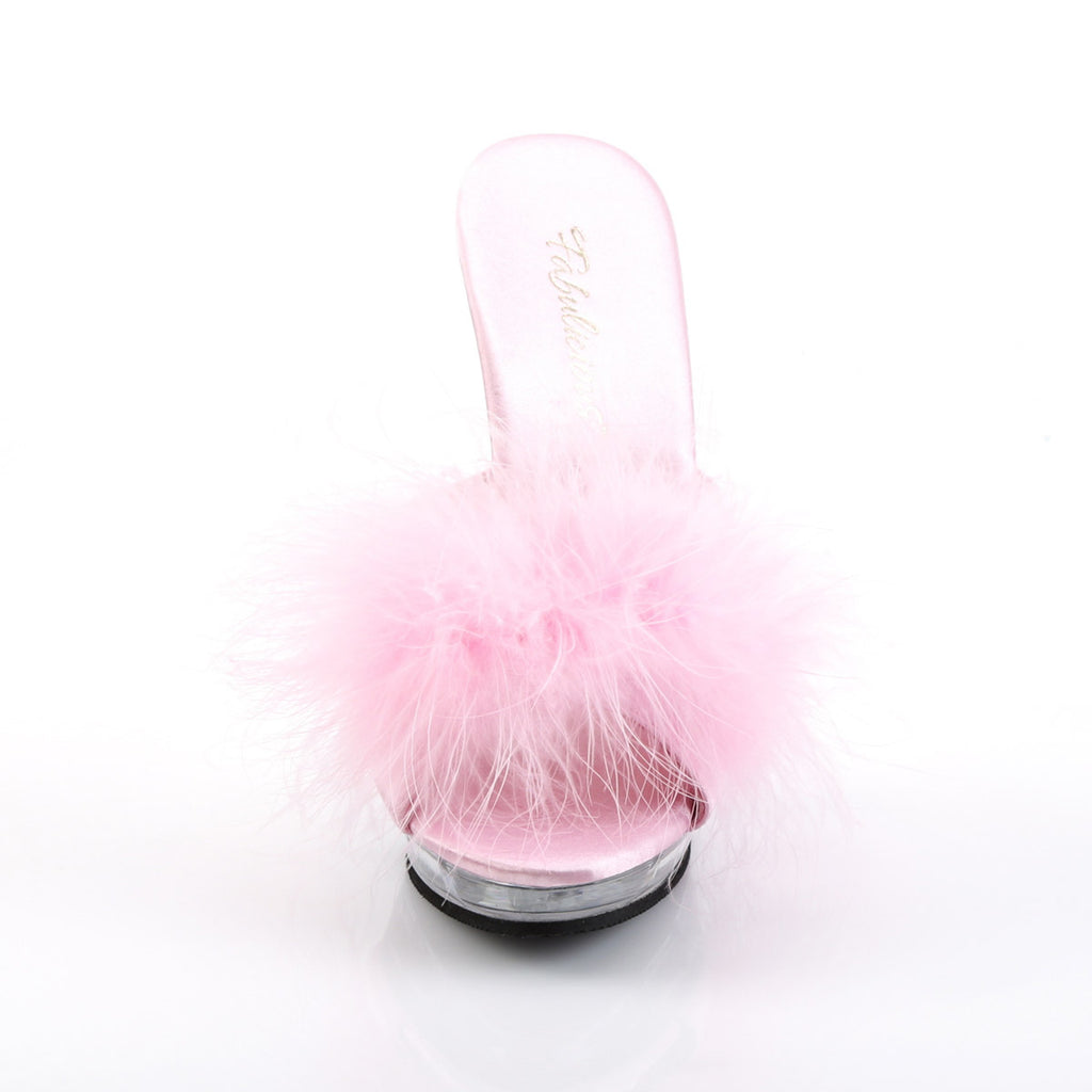 Cute Marabou Fur Upper Platform Stiletto Slide Mule High Heels Shoes Pleaser Fabulicious LIP/101/8