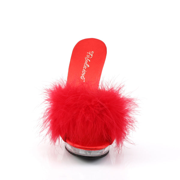 Cute Marabou Fur Upper Platform Stiletto Slide Mule High Heels Shoes Pleaser Fabulicious LIP/101/8