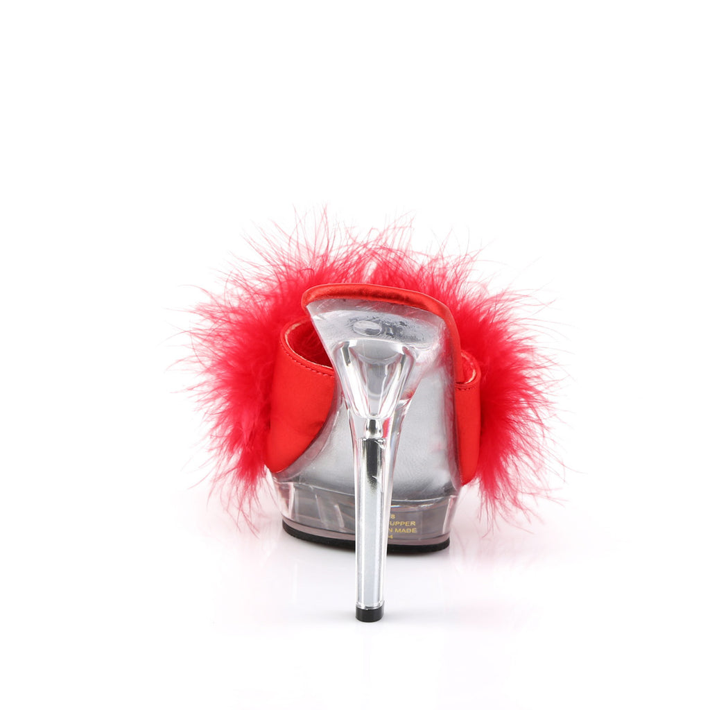 Cute Marabou Fur Upper Platform Stiletto Slide Mule High Heels Shoes Pleaser Fabulicious LIP/101/8