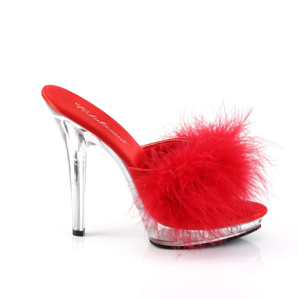 Cute Marabou Fur Upper Platform Stiletto Slide Mule High Heels Shoes Pleaser Fabulicious LIP/101/8