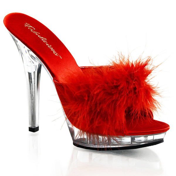 Cute Marabou Fur Upper Platform Stiletto Slide Mule High Heels Shoes Pleaser Fabulicious LIP/101/8