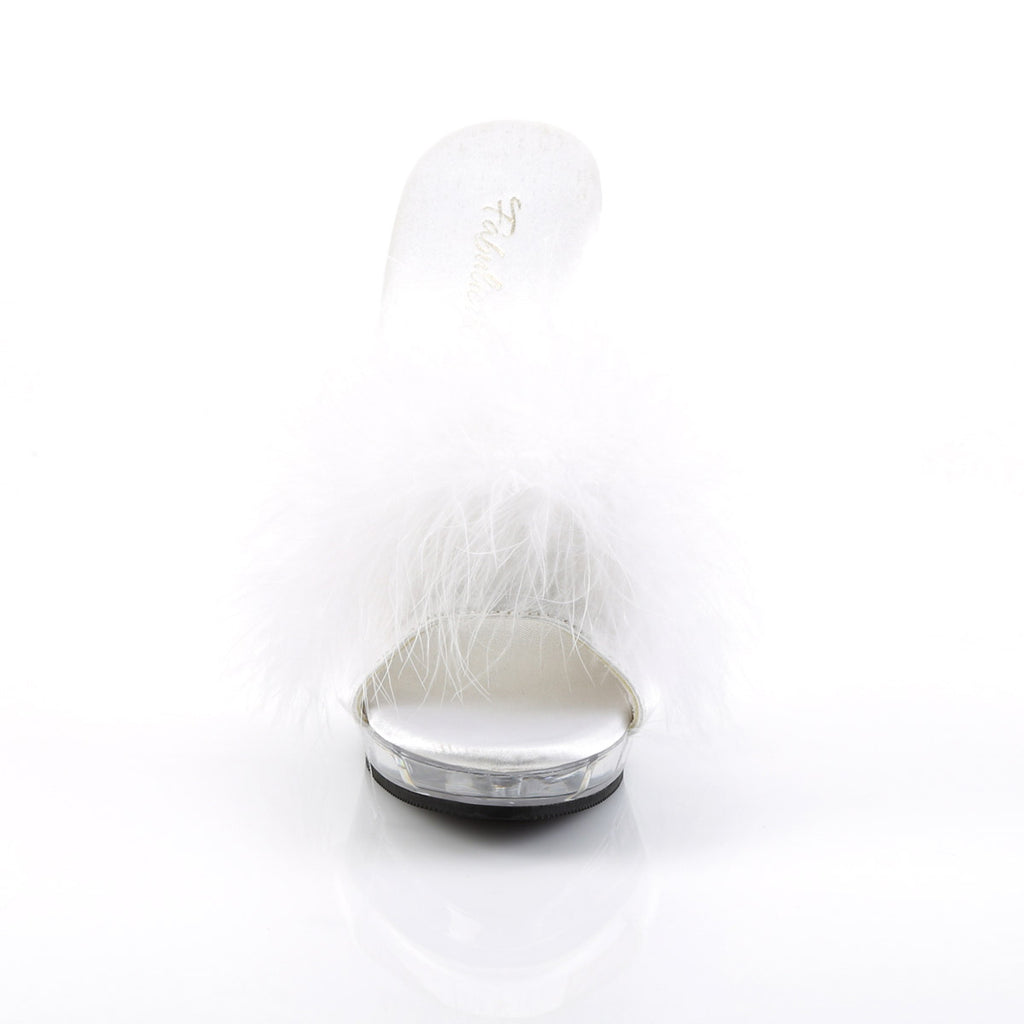 Cute Marabou Fur Upper Platform Stiletto Slide Mule High Heels Shoes Pleaser Fabulicious LIP/101/8