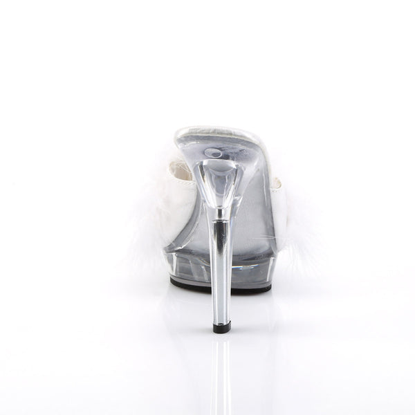 Cute Marabou Fur Upper Platform Stiletto Slide Mule High Heels Shoes Pleaser Fabulicious LIP/101/8