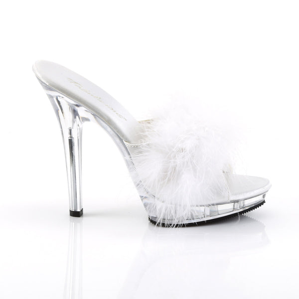 Cute Marabou Fur Upper Platform Stiletto Slide Mule High Heels Shoes Pleaser Fabulicious LIP/101/8
