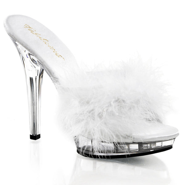 Cute Marabou Fur Upper Platform Stiletto Slide Mule High Heels Shoes Pleaser Fabulicious LIP/101/8