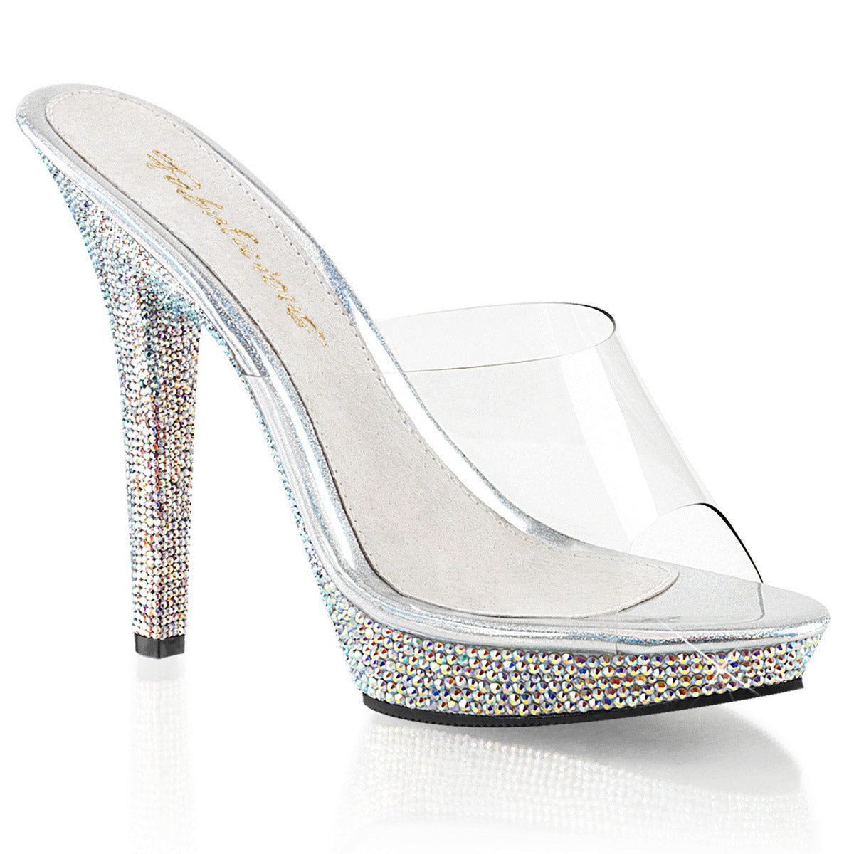 Cute Flirty Rhinestone Platform Stiletto Slide Mule High Heels Shoes Pleaser Fabulicious LIP/101DM