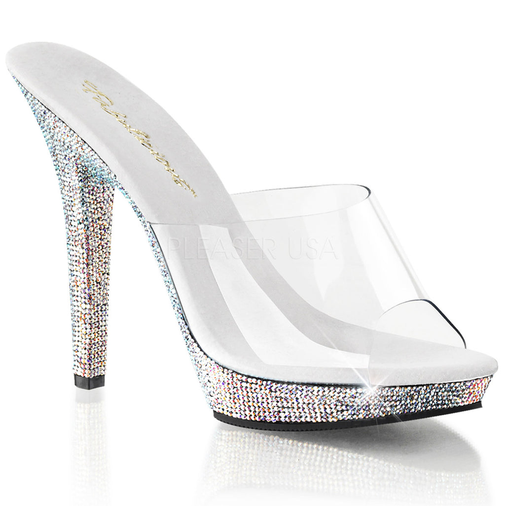 Cute Flirty Rhinestone Platform Stiletto Slide Mule High Heels Shoes Pleaser Fabulicious LIP/101DM