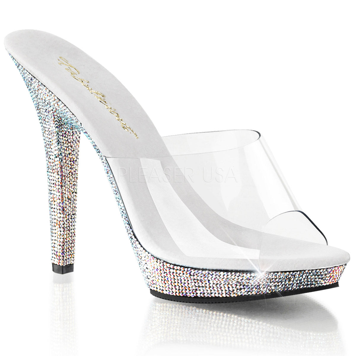 Cute Flirty Rhinestone Platform Stiletto Slide Mule High Heels Shoes Pleaser Fabulicious LIP/101DM