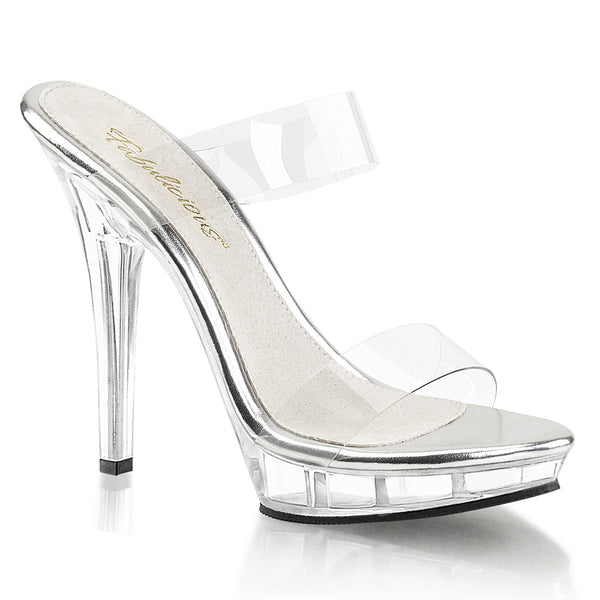 5" Heel, 3/4" PF Dual Band Slide Clr/Clr Pleaser Fabulicious LIP/102/1