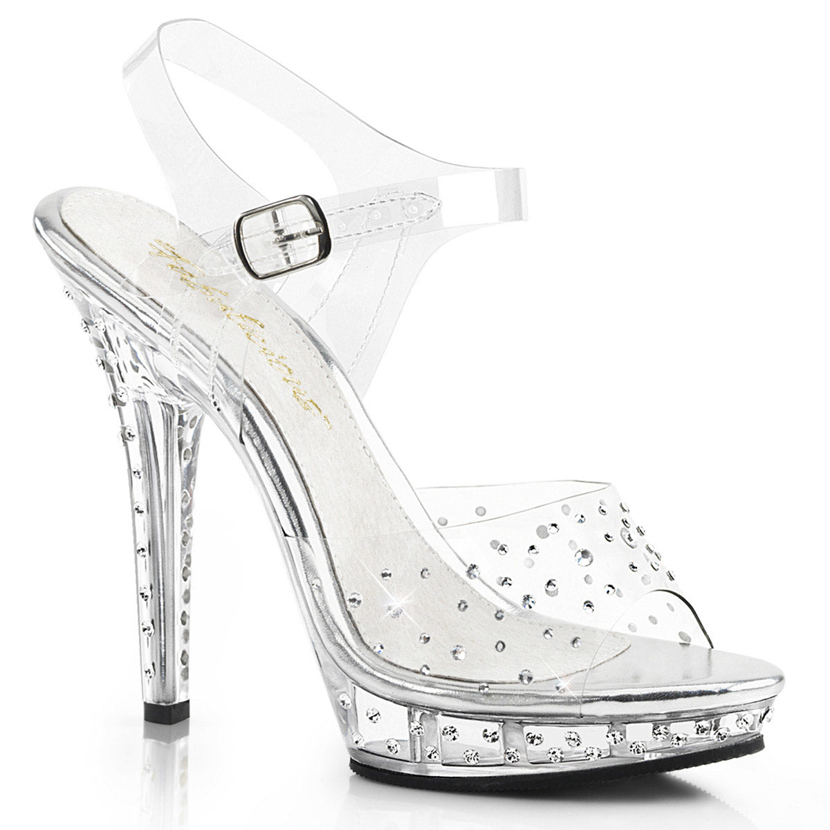 Rhinestone Accent Platform Stiletto Buckled Sandal High Heels Shoes Pleaser Fabulicious LIP/108RS Main image