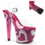 7" Heel, 3 1/4" PF Ankle Strap Sandal w/ RS Hearts Pleaser  LOVESICK/708HEART