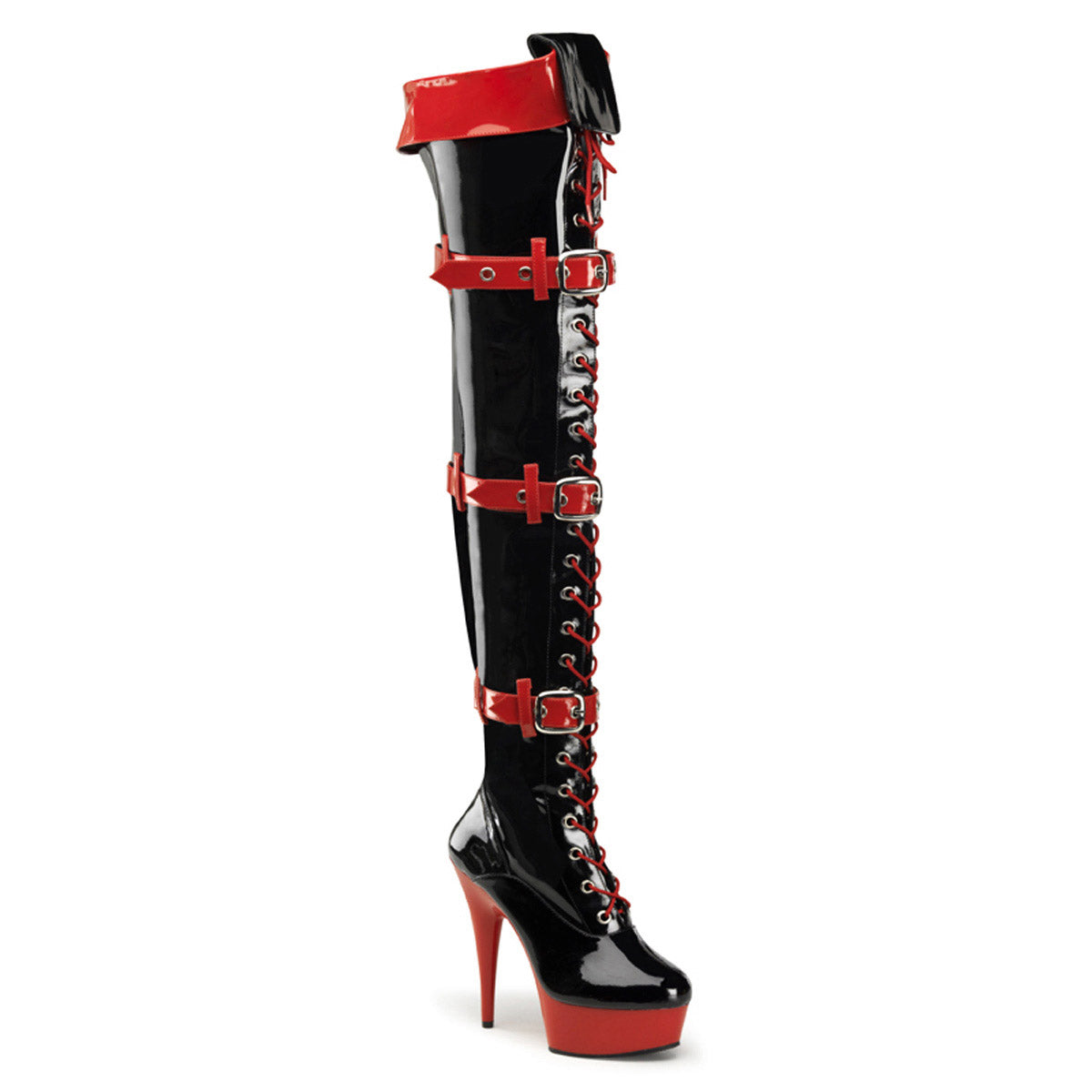 Sexy Buckle Strap Lace Up Platform Stiletto Thigh High Boots Shoes Pleaser Funtasma MEDIC/3028 Main image