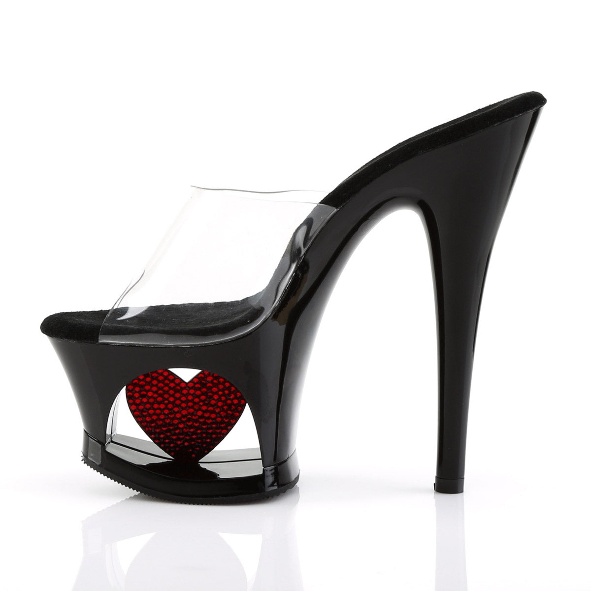 Sexy Heart In Cutout Platform Stiletto Slide Mule High Heels Shoes Pleaser Pleaser MOON/701HRS