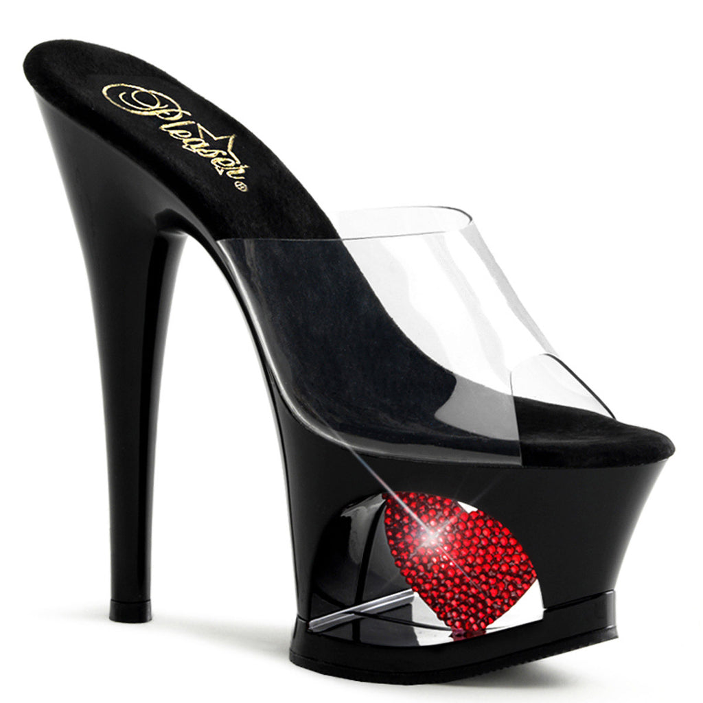 Sexy Heart In Cutout Platform Stiletto Slide Mule High Heels Shoes Pleaser Pleaser MOON/701HRS