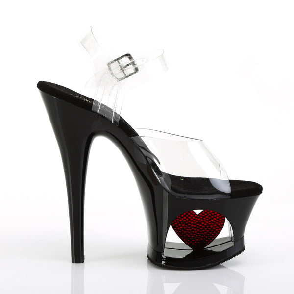 7" Heel, 2 3/4" Cut-Out PF Ankle Strap Sandal Pleaser Pleaser MOON/708HRS