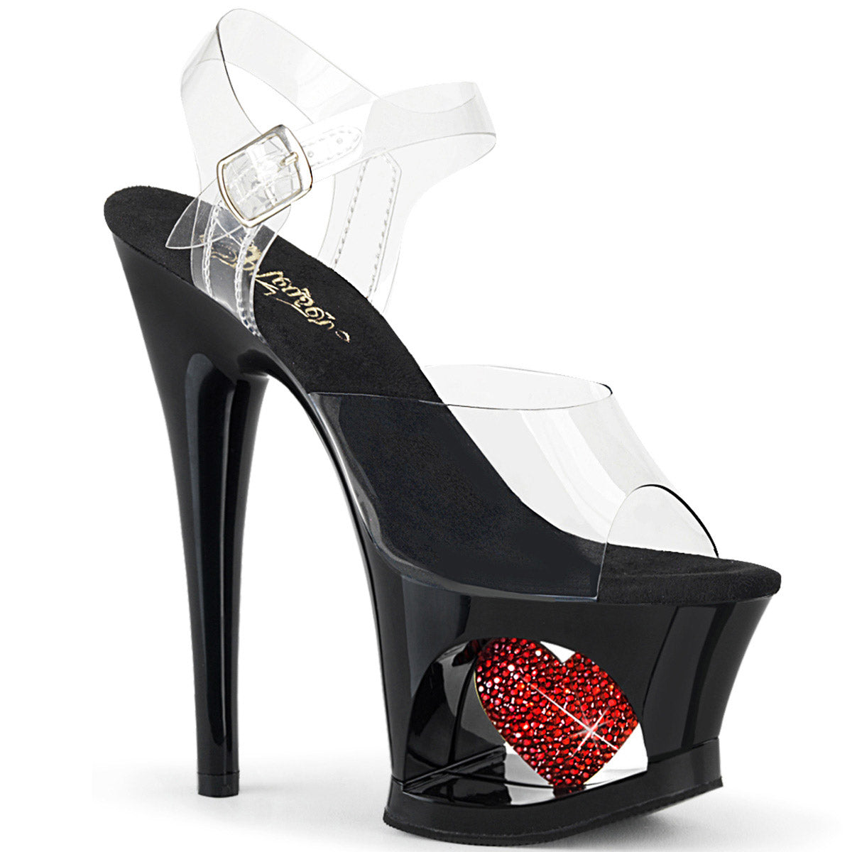 7" Heel, 2 3/4" Cut-Out PF Ankle Strap Sandal Pleaser Pleaser MOON/708HRS Main image