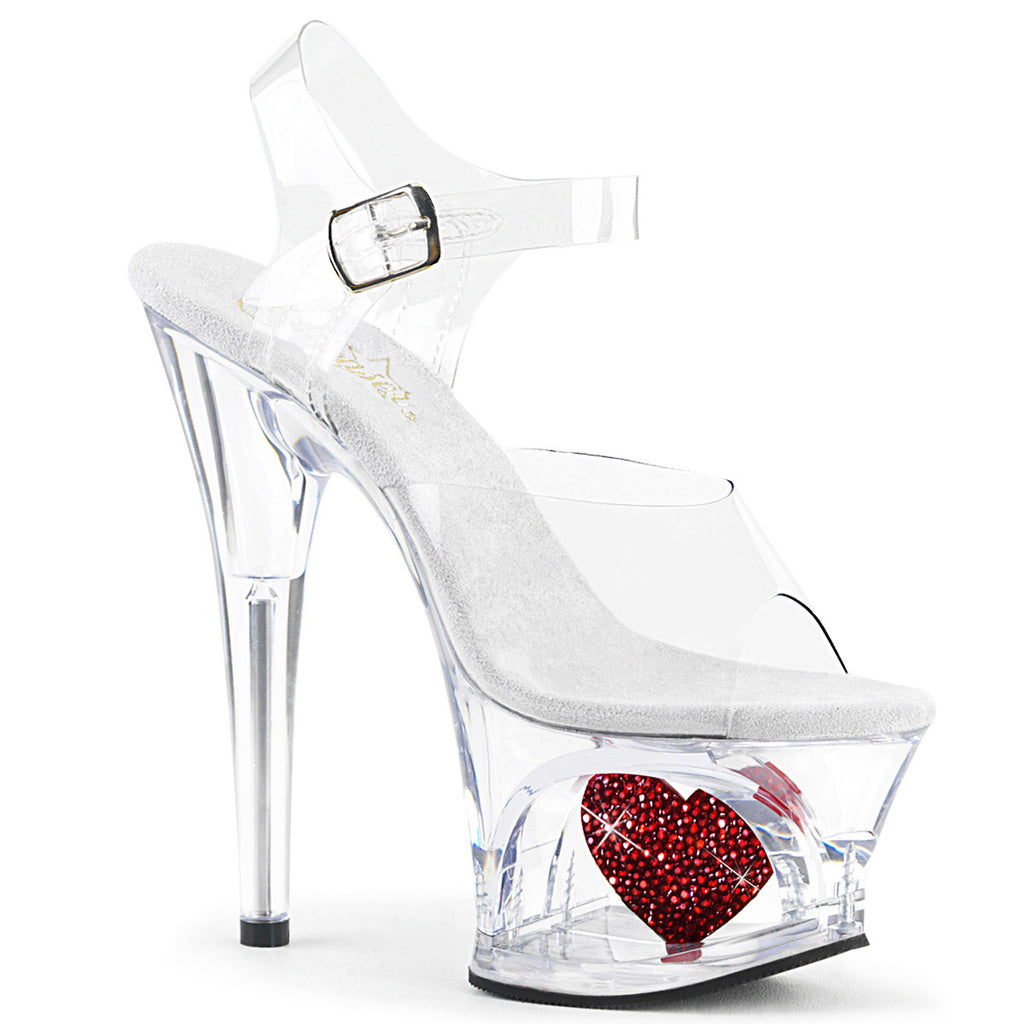 7" Heel, 2 3/4" Cut-Out PF Ankle Strap Sandal Pleaser Pleaser MOON/708HRS