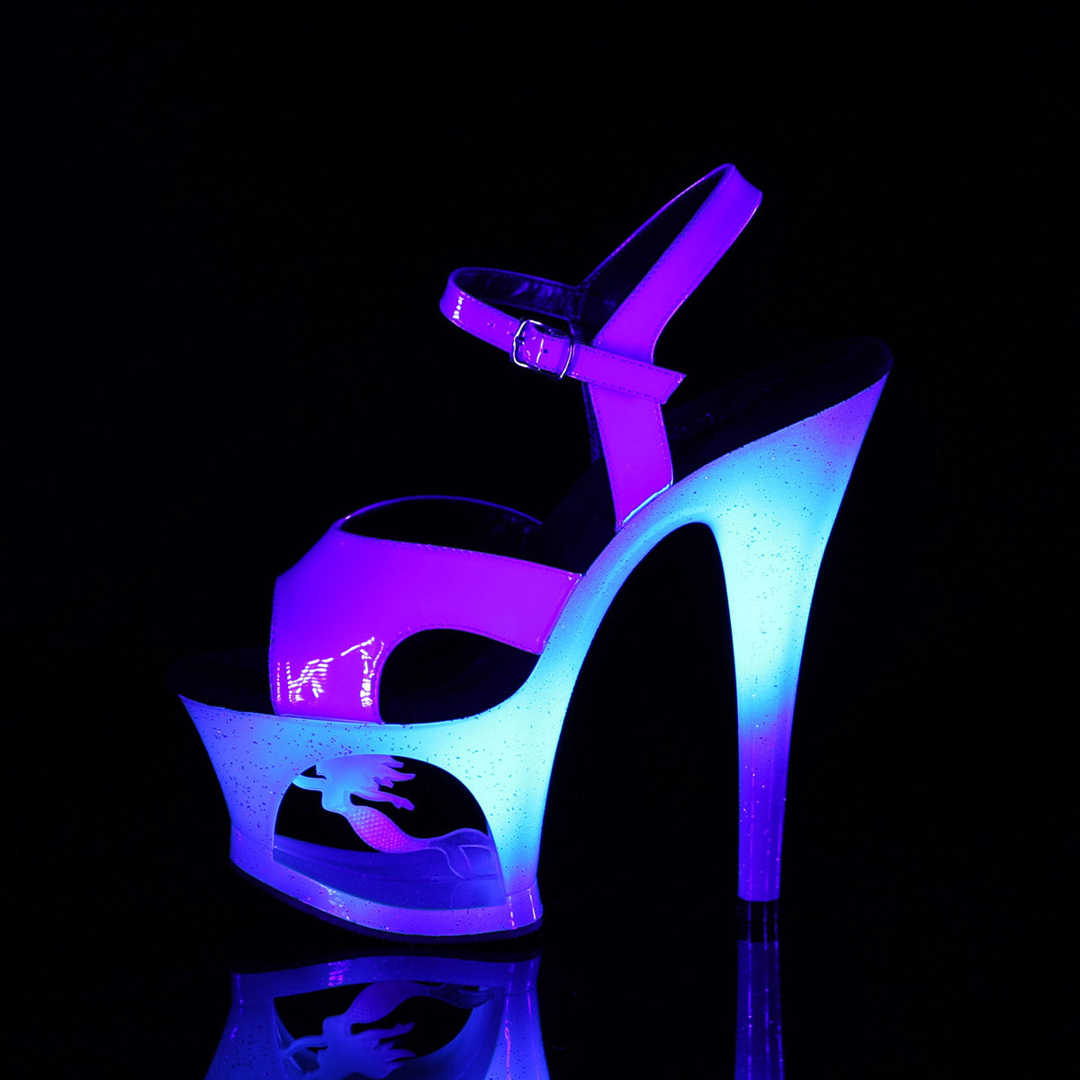 Pleaser 7" Heel Cut-Out Platform Ankle Strap Sandal with Mermaid Design Secondary image