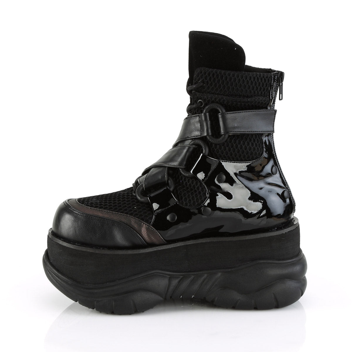 Demonia 3" PF Lace-Up Ankle Boot w/ Hook N' Loop Straps, Back Zip NEPTUNE/126 Secondary image