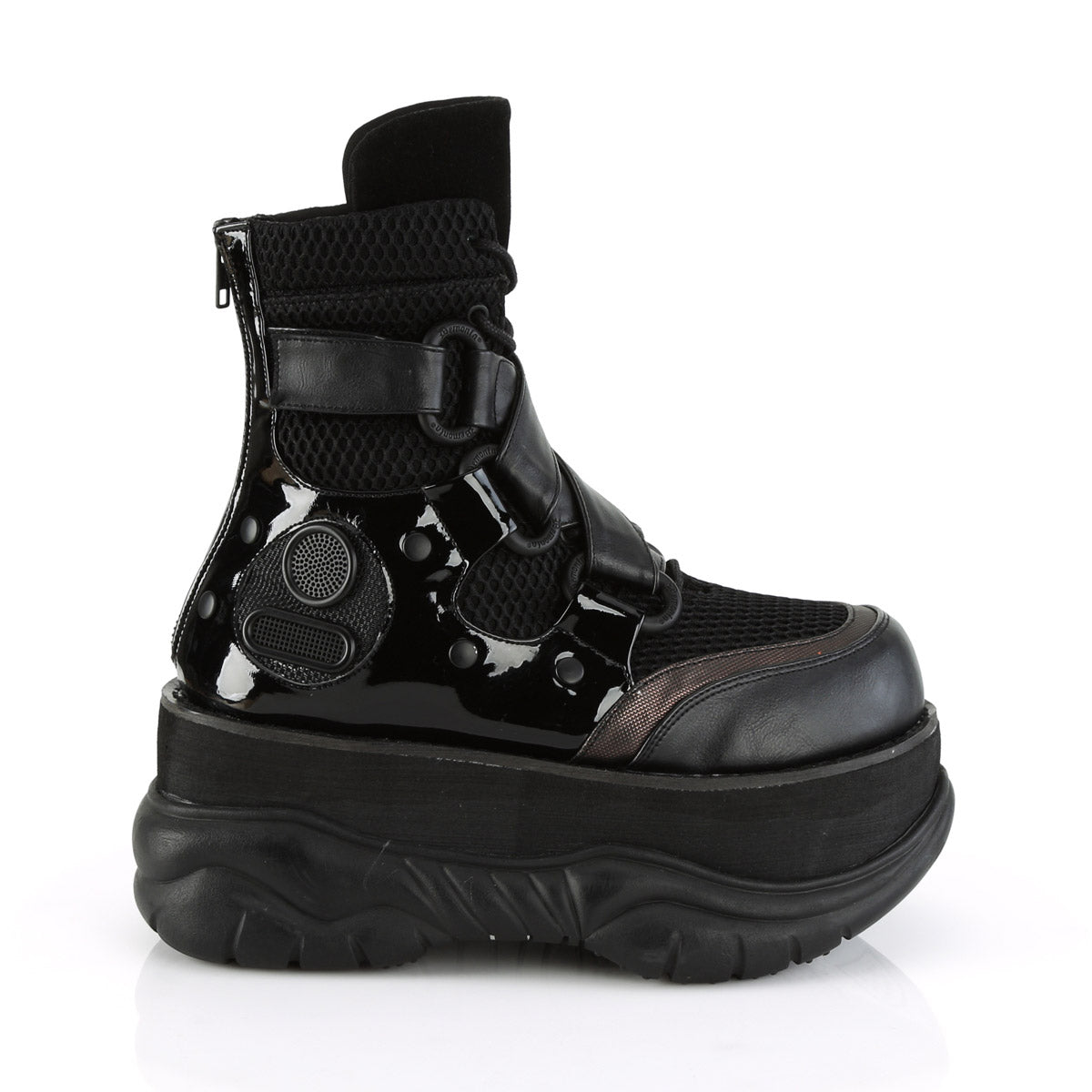 3" PF Lace-Up Ankle Boot w/ Hook N' Loop Straps, Back Zip Pleaser Demonia NEPTUNE/126