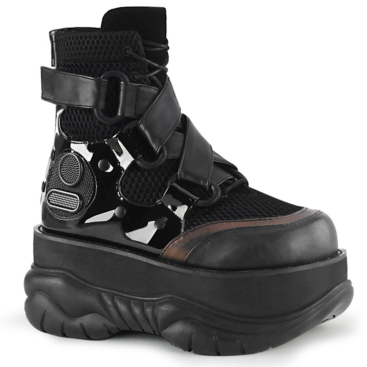 3" PF Lace-Up Ankle Boot w/ Hook N' Loop Straps, Back Zip Pleaser Demonia NEPTUNE/126 Main image