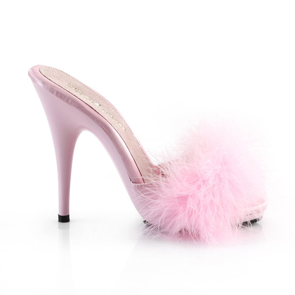 5" Heel, 3/8" PF Marabou Slide Sandal Pleaser Fabulicious POISE/501F