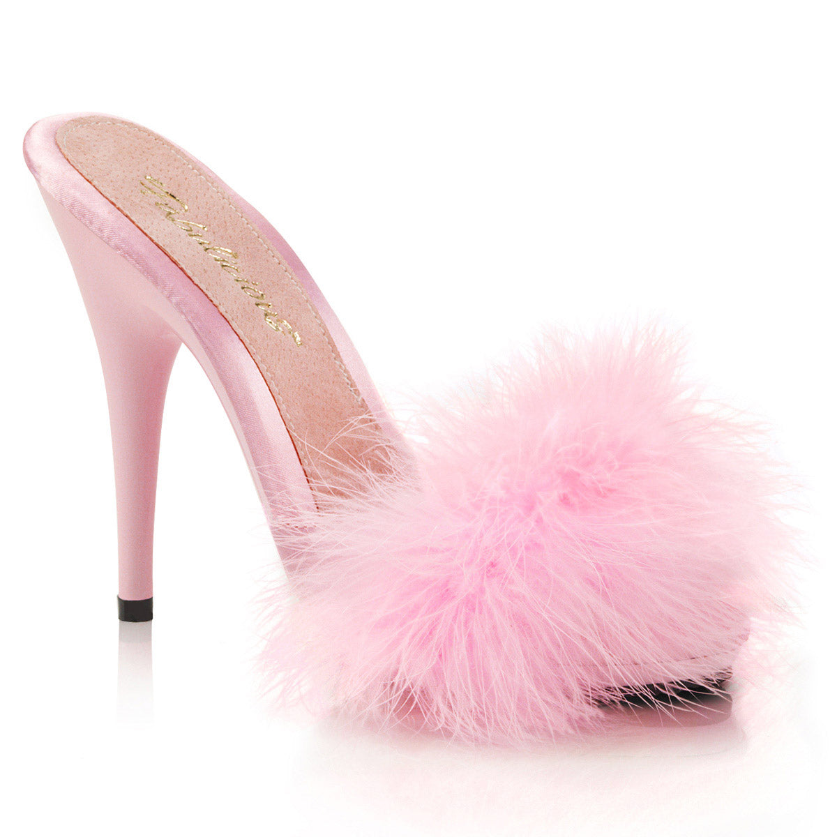 5" Heel, 3/8" PF Marabou Slide Sandal Pleaser Fabulicious POISE/501F Main image