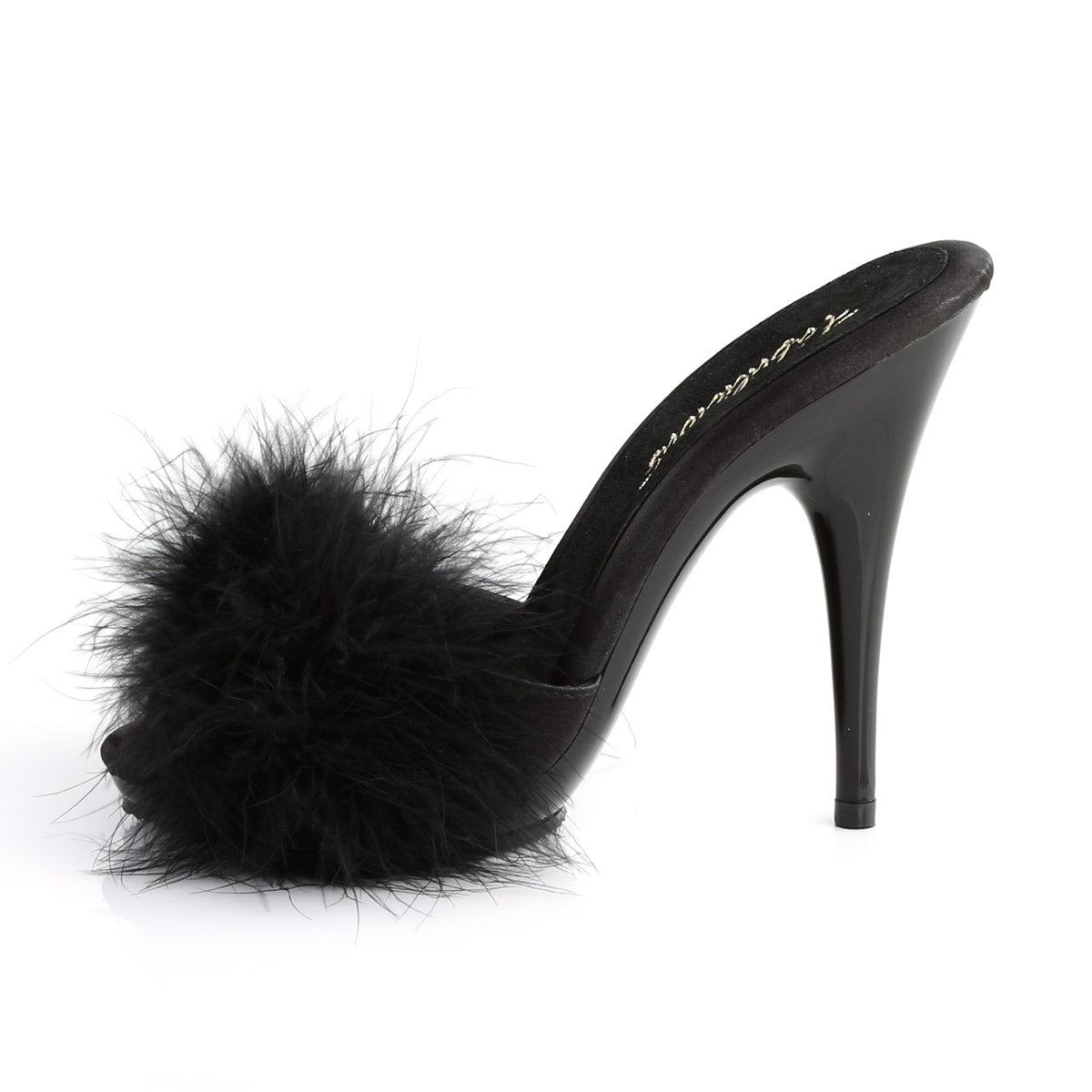 5" Heel, 3/8" PF Marabou Slide Sandal Pleaser Fabulicious POISE/501F